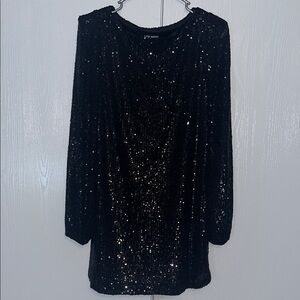 Steve Madden Black Sequin Long Sleeve Dress